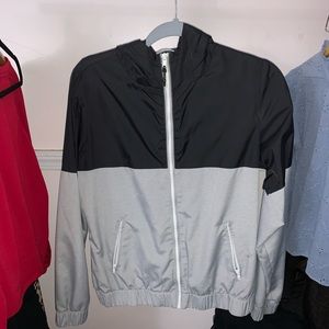 black and gray wind breaker zip up